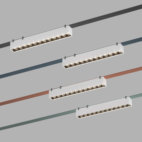 DK5571-WB Cветильник для трека-ремня Belty, серия Grill, со светодиодом, L323*W40*H45мм, 48V DC, 12W, RA90, 24°, 3000K, IP20, белый с черным, алюминий
