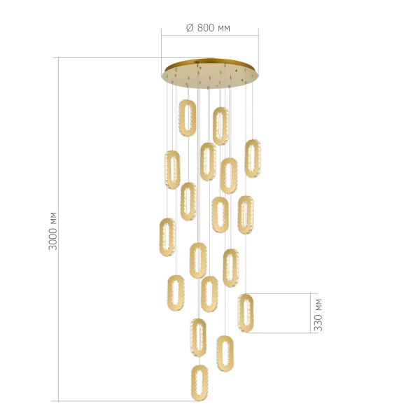 SL6506.203.18 Светильник подвесной ST-Luce Золотистый/Золотистый, Прозрачный LED 18*9W 3000K ALLUNGO