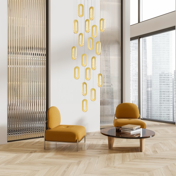 SL6506.203.18 Светильник подвесной ST-Luce Золотистый/Золотистый, Прозрачный LED 18*9W 3000K ALLUNGO