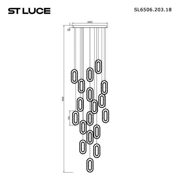 SL6506.203.18 Светильник подвесной ST-Luce Золотистый/Золотистый, Прозрачный LED 18*9W 3000K ALLUNGO