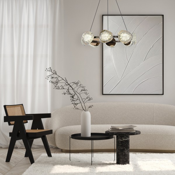 SL6018.203.64 Светильник подвесной ST-Luce черный/ золотистый / прозрачный LED 1*64W 4000K MYSTERY