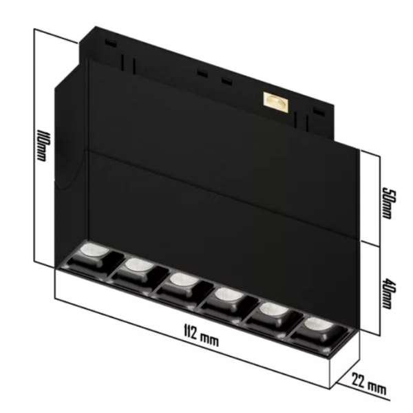  Трековый светодиодный светильник магнитный SPOT BLACK BOOK MAGNETIC S20 48V 8W 36° CRI90 OSRAM 3000-6000K Tuya Smart | Черный корпус L112хH110mm