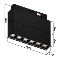  Трековый светодиодный светильник магнитный SPOT BLACK BOOK MAGNETIC S20 48V 8W 36° CRI90 OSRAM 3000-6000K Tuya Smart | Черный корпус L112хH110mm
