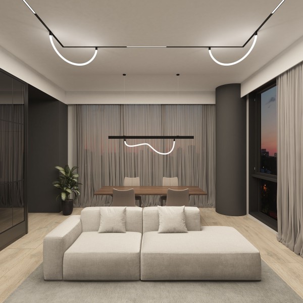 DK8060-BK Гибкий рассеивающий матовый светильник SMART RAY 18W DIM 3000K-6000K, длина плафона 1.5м, черный