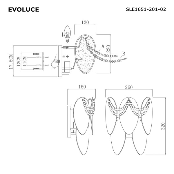 SLE1651-201-02 Светильник настенный Золотистый/Молочно-Белый E14 2*40W ROOMI