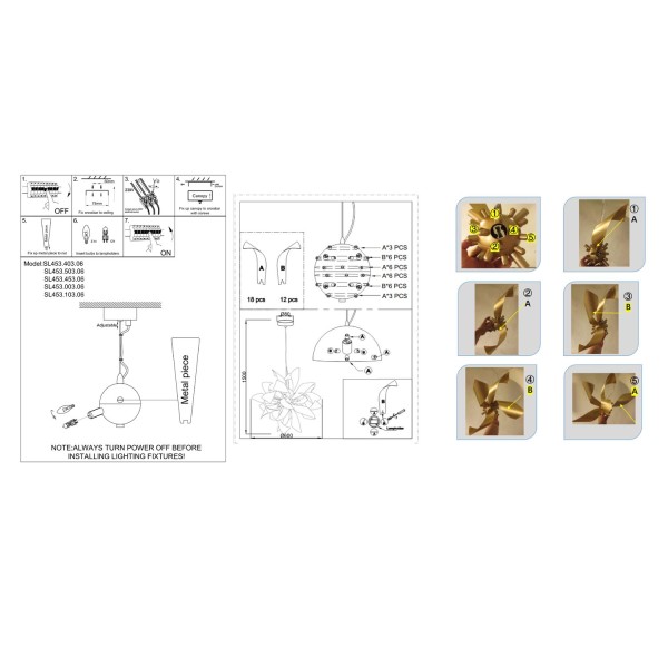 SL453.453.06E Люстра подвесная ST-Luce Черный, Белый/Черный, Белый E14 6*40W SPIRAGLIO