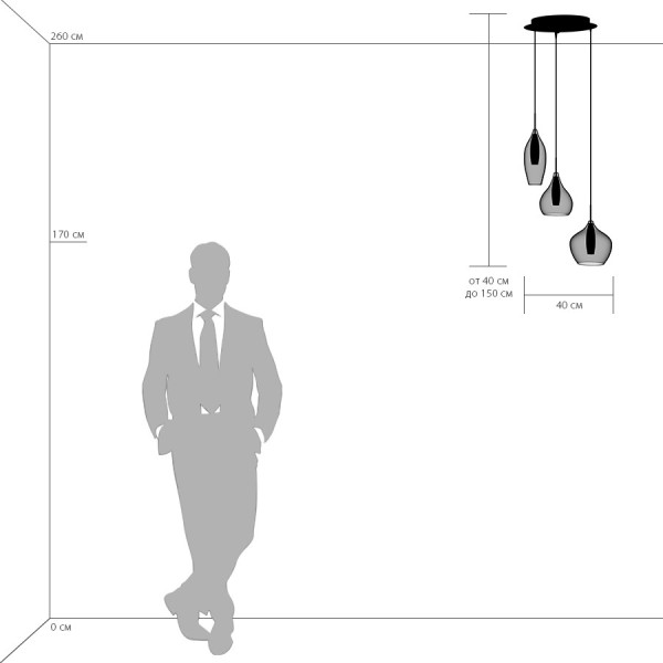 803050 Подвес PENTOLA 3х40W E14 ХРОМ/БЕЛЫЙ