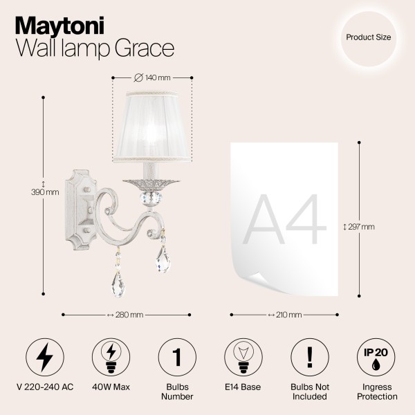 Настенный светильник (бра) Maytoni ARM247-01-G