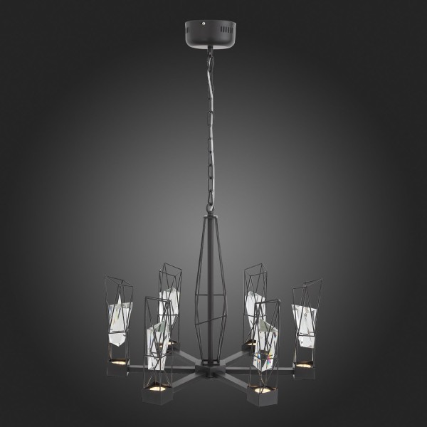 SL815.303.06 Люстра подвесная ST-Luce Серый графит/Серый графит, Прозрачный LED 6*8W 4000K PROGETTO