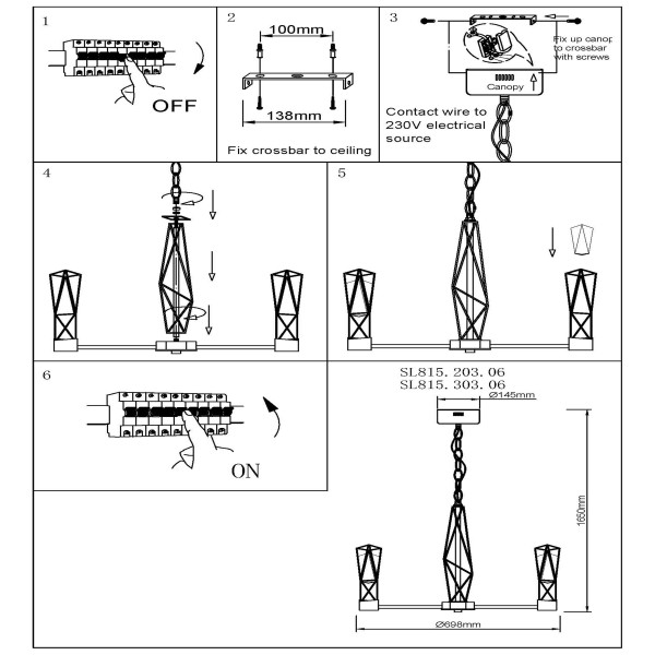 SL815.303.06 Люстра подвесная ST-Luce Серый графит/Серый графит, Прозрачный LED 6*8W 4000K PROGETTO
