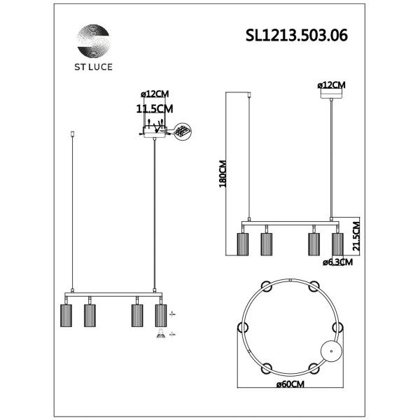 SL1213.503.06 Светильник подвесной ST-Luce Белый/Белый GU10 6*5W 4000K KENDO