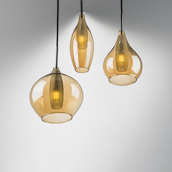 803053 Подвес PENTOLA 3х25W G9 ХРОМ/ЯНТАРЬ