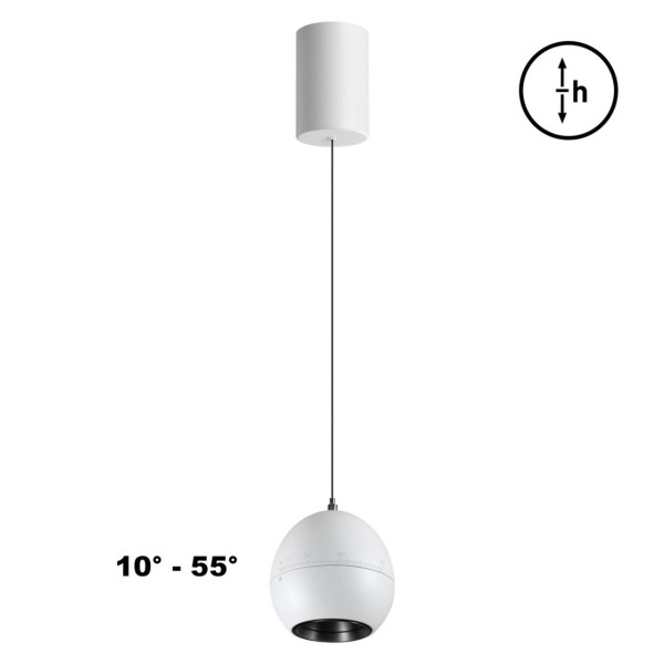 359341 OVER NT24 322 белый Светильник подвесной с механизмом регулировки высоты, провод 2м IP20 LED 7W 3000K 760Лм 170-265V SFERO