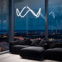 Подвесной светодиодный светильник ССТ с пультом управления 90288/1 черный