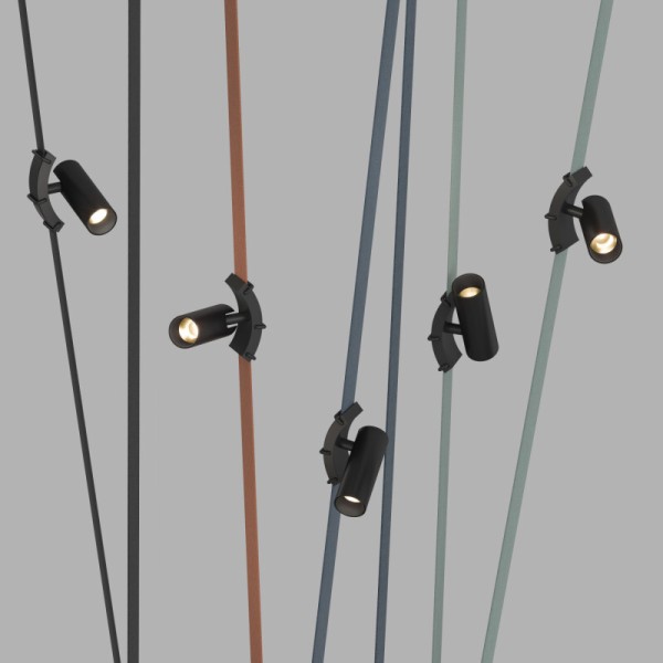 DK5547-BK Поворотный светильник для трека-ремня Belty, серия Spot, со светодиодом, D35*L126.5мм, 48V DC, 7W, RA90, 30°, 3000K, IP20, черный, алюминий