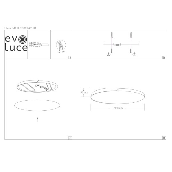 SLE200942-01 Светильник потолочный Черный, Светлое дерево/Белый LED 1*45W 3000K/4000K/6000K FESTA