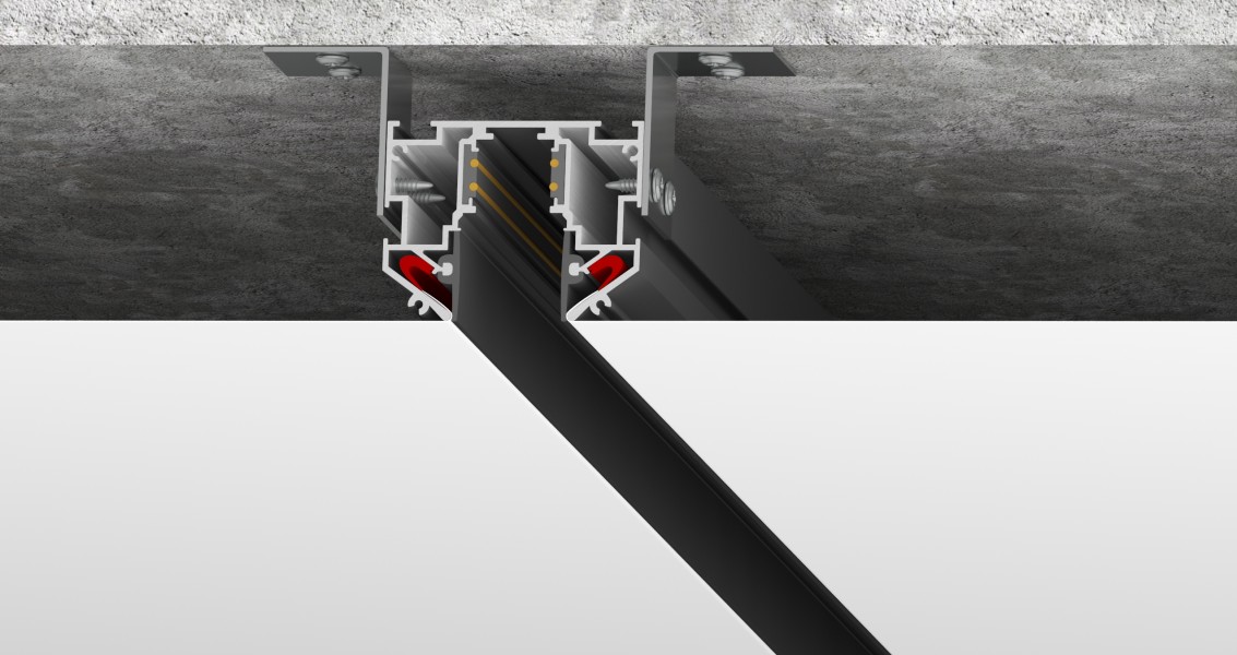 509427L Трек с гарпунной системой монтажа UNO 2 метра ЧЕРНЫЙ (2 заглушки и резинка 4м в комплекте)