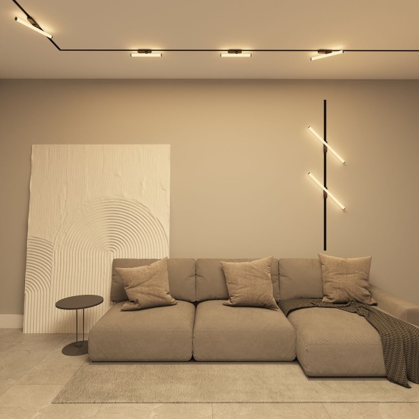 DK6438-BK Поворотный однофазный трековый светильник STROM со светодиодом L300mm 220V 10W 150° 3000K IP20 черный алюминий/акрил