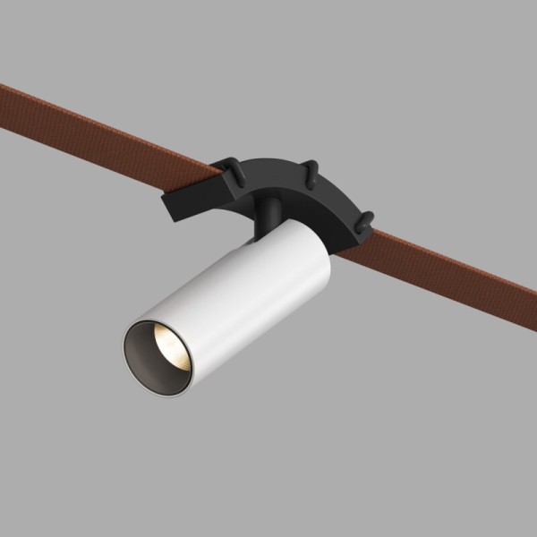 DK5547-BW+BK Поворотный светильник для трека-ремня Belty, серия Spot, со светодиодом, D35*L126.5мм, 48V DC, 7W, RA90, 30°, 3000K, IP20, белый с черным, алюминий