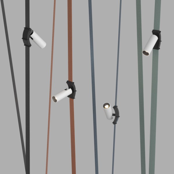 DK5547-BW+BK Поворотный светильник для трека-ремня Belty, серия Spot, со светодиодом, D35*L126.5мм, 48V DC, 7W, RA90, 30°, 3000K, IP20, белый с черным, алюминий