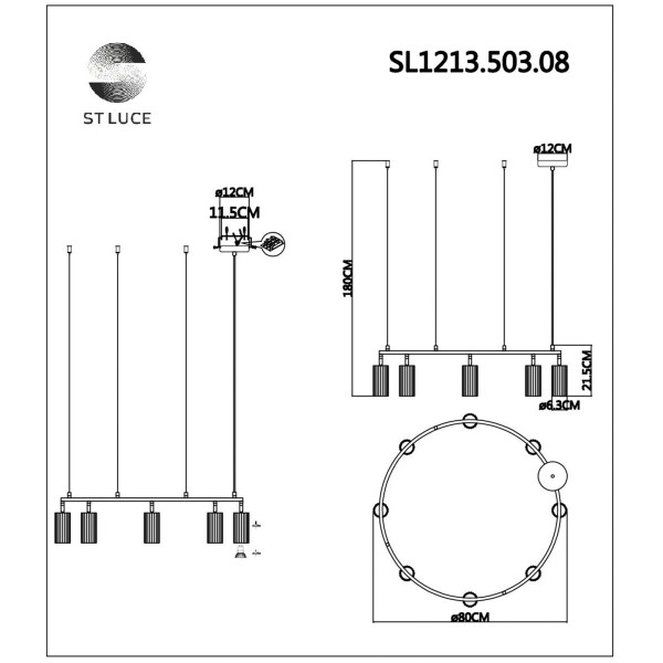 SL1213.503.08 Светильник подвесной ST-Luce Белый/Белый GU10 8*5W 4000K KENDO