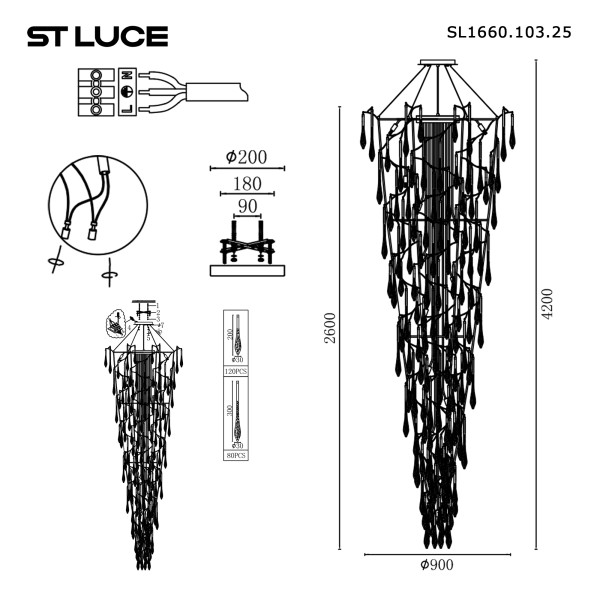 SL1660.103.25 Светильник подвесной ST-Luce Хром/Хром, Прозрачный G9 25*5W 4000K TEARDROPS
