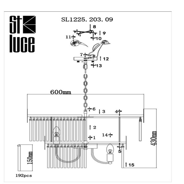 SL1225.203.09 Люстра подвесная ST-Luce Золотистый/Золотистый, Прозрачный E14 9*40W CONTATTO