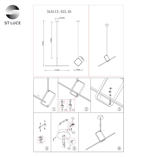 SL6113.423.01 Светильник подвесной ST-Luce Черный LED 1*35W 3000K GAIA