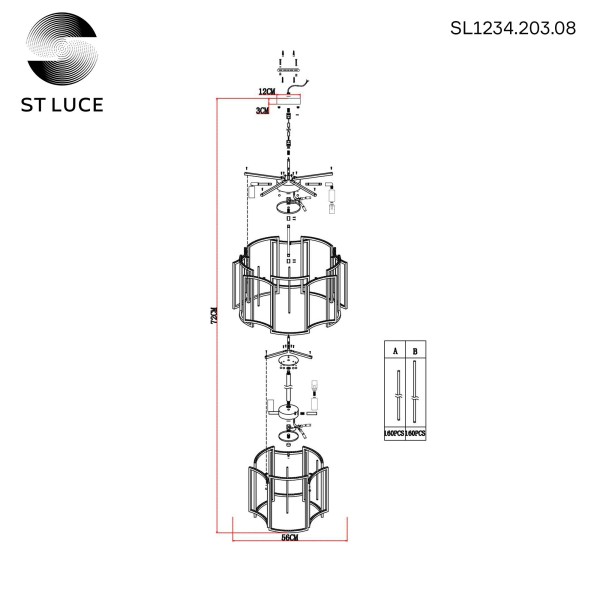 SL1234.203.08 Люстра подвесная ST-Luce Шампань/Прозрачный, Шампань E14 8*60W COSENZA