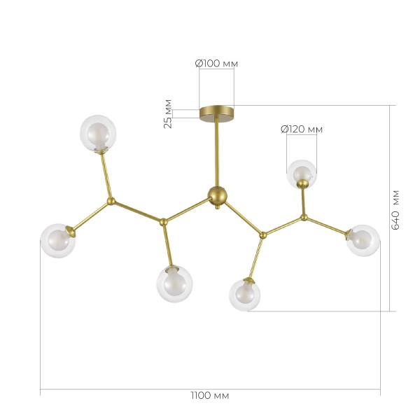 SLE1106-203-06 Светильник подвесной Золотистый/Прозрачный, Белый G9 LED 6*5W ARCUS