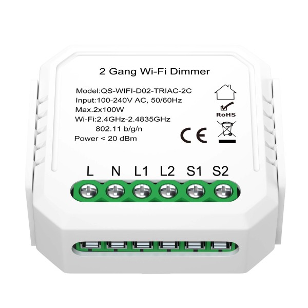 ST9000.500.02C WI-FI реле 2 канала, 2x150W,IP20, L46xW46xH18,230V, Белый AROUND