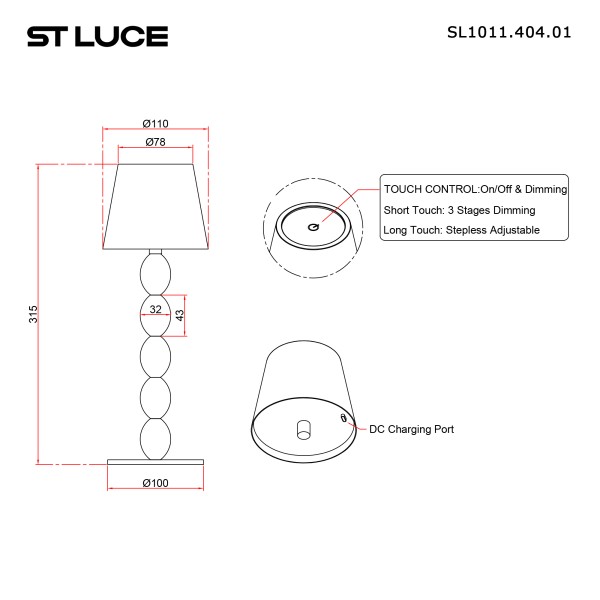SL1011.404.01 Прикроватная лампа ST-Luce Черный/Черный LED 1*3W 3000-6000K EASE