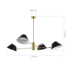 SLE1253-343-04 Светильник подвесной Латунь/Черный, Белый E14 4*60W NORBI