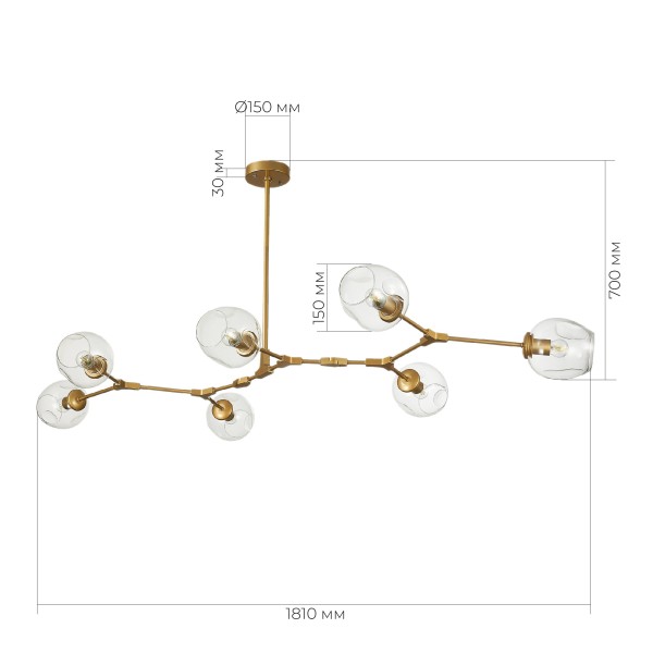 SLE154823-07 Светильник подвесной Золотистый/Прозрачный E27 7*40W RAMETTO