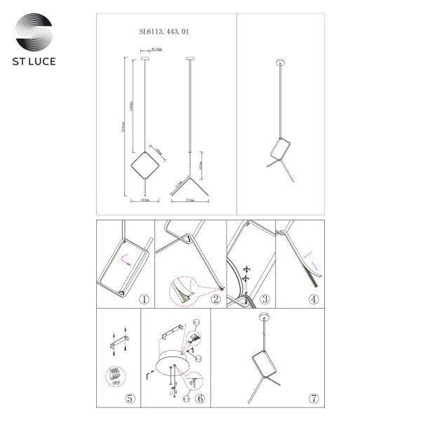 SL6113.443.01 Светильник подвесной ST-Luce Черный LED 1*50W 3000K GAIA