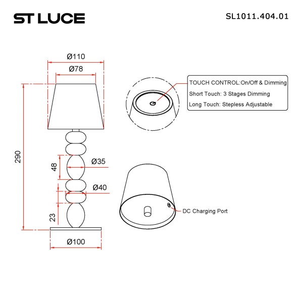 SL1011.414.01 Прикроватная лампа ST-Luce Черный, Золотистый/Черный LED 1*3W 3000-6000K EASE