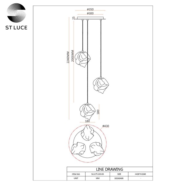 SL1175.103.03 Светильник подвесной ST-Luce Хром/Прозрачный E14 3*40W PORTICI