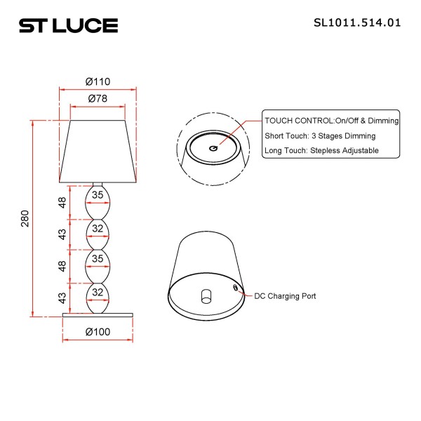 SL1011.514.01 Прикроватная лампа ST-Luce Белый, Золотистый/Белый LED 1*3W 3000-6000K EASE