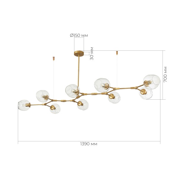SLE154823-09 Светильник подвесной Золотистый/Прозрачный E27 9*40W RAMETTO