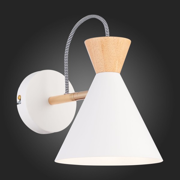 SLE125101-01 Светильник настенный Белый, Золотистый/Белый, Светлое дерево E14 1*40W MODICA