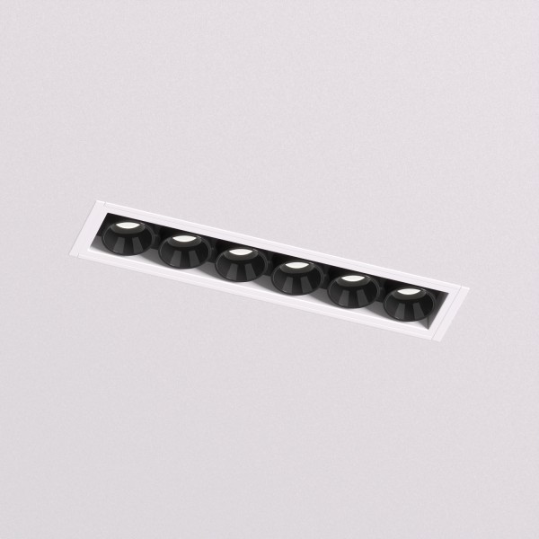 DK2531-WB Встраиваемый светильник SPACE со светодиодом под шпатлевку L126mm 220V 10W 38° 4000К IP20 белый/черный алюминий