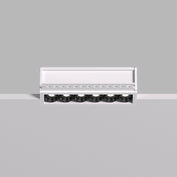 DK2531-WB Встраиваемый светильник SPACE со светодиодом под шпатлевку L126mm 220V 10W 38° 4000К IP20 белый/черный алюминий