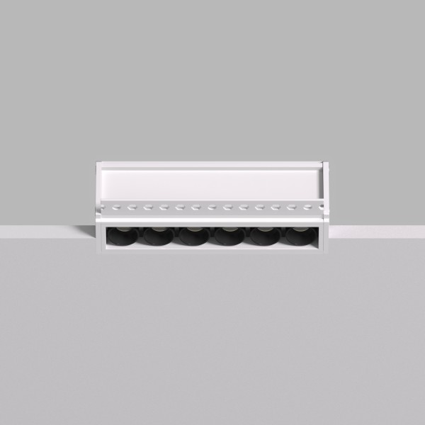 DK2531-WB Встраиваемый светильник SPACE со светодиодом под шпатлевку L126mm 220V 10W 38° 4000К IP20 белый/черный алюминий