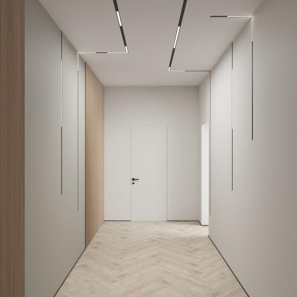 DK8015-BK Угловой трековый светильник SMART LINEAR со светодиодом, L312*312, 220V, 18W, 3000-6000К, IP20, черный, алюминий