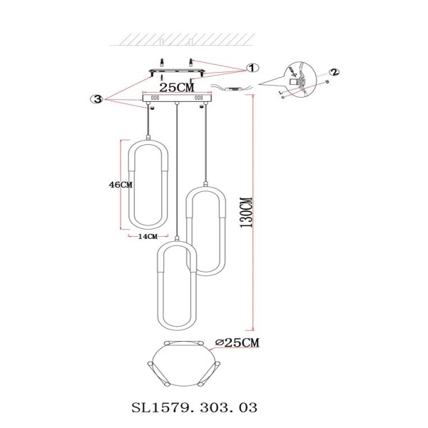 SL1579.303.03 Светильник подвесной ST-Luce Латунь/Латунь, Белый LED 3*14W 3000K MOFISTO