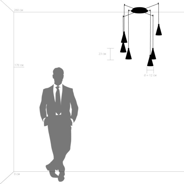 757067 Люстра CONE 6х40W GU10 ЧЕРНЫЙ МАТОВ/ПРОЗРАЧНО-МАТОВЫЙ