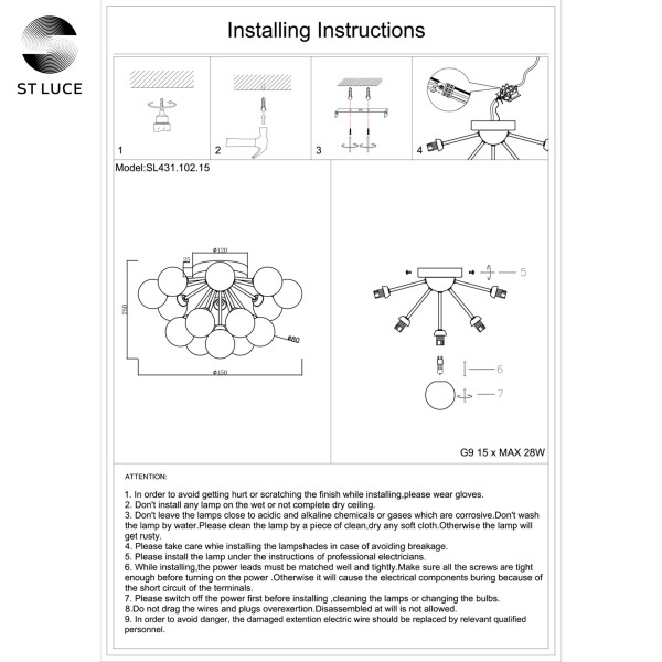 SL431.102.15 Люстра потолочная ST-Luce Хром/Прозрачный, Белый G9 15*5W DUALITA