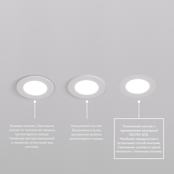 DK3101-WH Встраиваемый влагозащищенный светильник, IP65, до 10 Вт, LED, GU5,3, белый