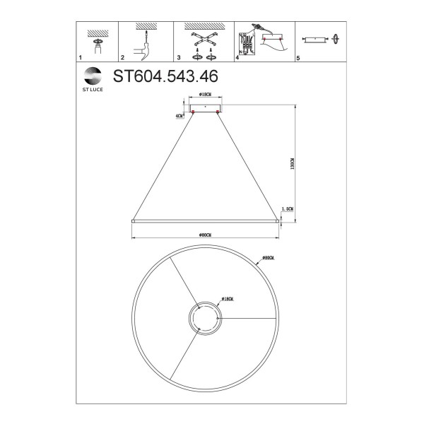 ST604.543.46 Светильник подвесной ST-Luce Белый/Белый LED 1*46W 4000K Подвесные светильники