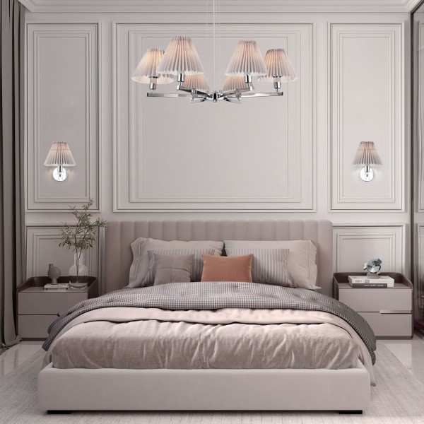 Подвесная люстра с абажурами 60136/6 хром/серый